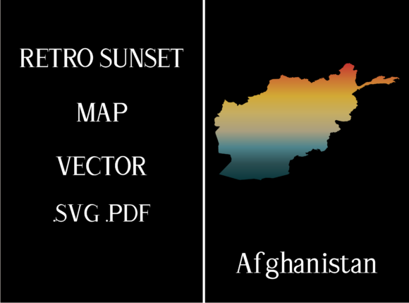 Afghanistan Retro Sunset Map