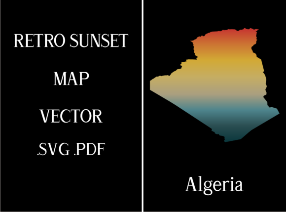 Algeria Retro Sunset Map