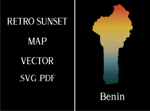 Benin Retro Sunset Map
