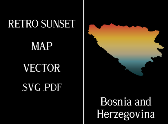 Bosnia and Herzegovina Retro Sunset Map