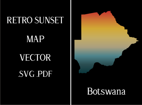 Botswana Retro Sunset Map