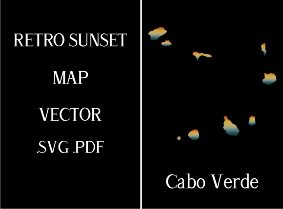 Cabo Verde Retro Sunset Map