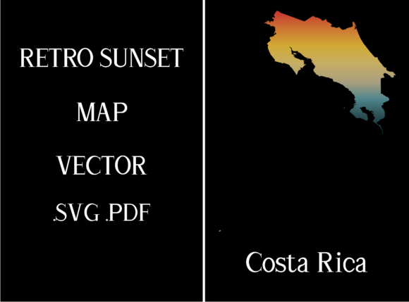 Costa Rica Retro Sunset Map