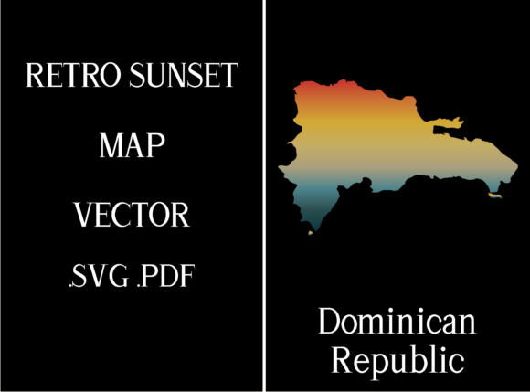 Dominican Republic Retro Sunset Map
