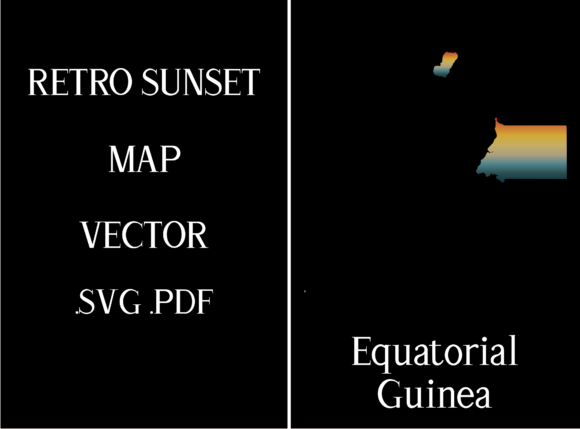 Equatorial Guinea Retro Sunset Map
