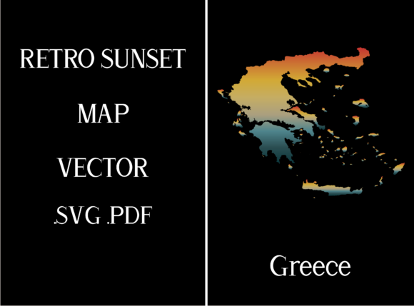 Greece Retro Sunset Map