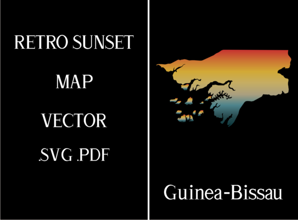 Guinea Bissau Retro Sunset Map