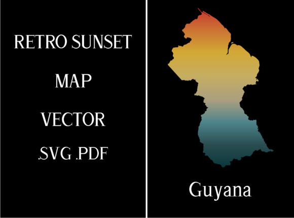 Guyana Retro Sunset Map