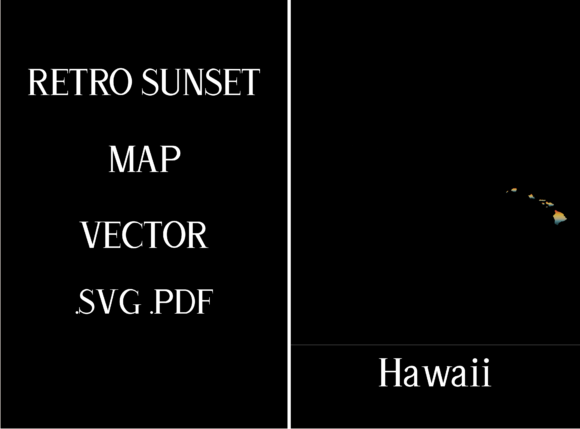 Hawaii Retro Sunset Map