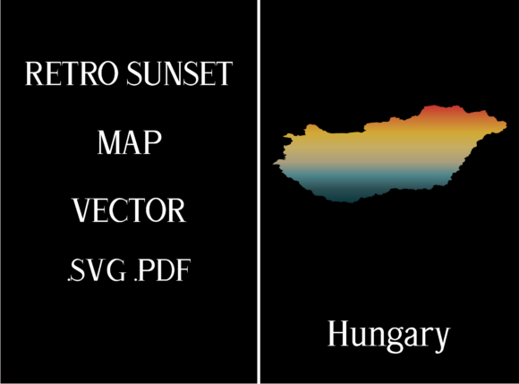 Hungary Retro Sunset Map