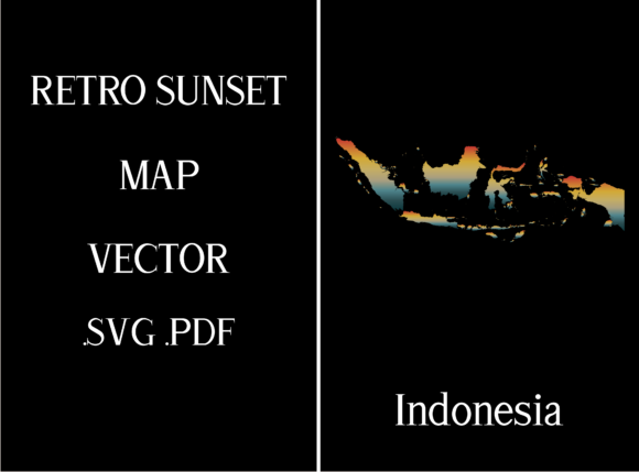 Indonesia Retro Sunset Map