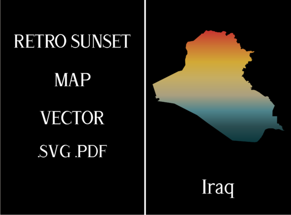 Iraq Retro Sunset Map