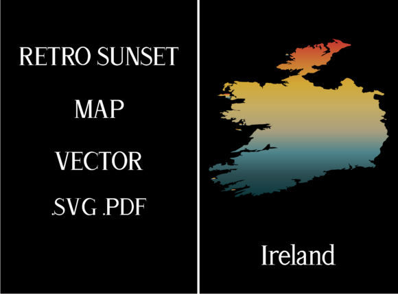 Ireland Retro Sunset Map