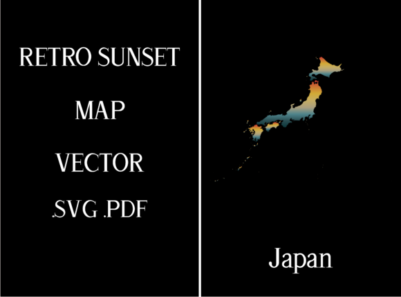 Japan Retro Sunset Map