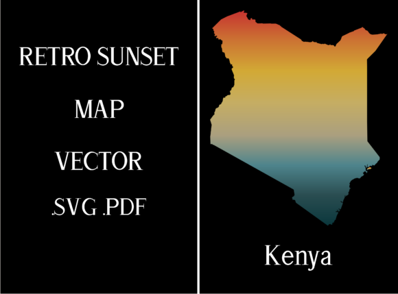 Kenya Retro Sunset Map