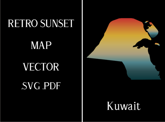 Kuwait Retro Sunset Map
