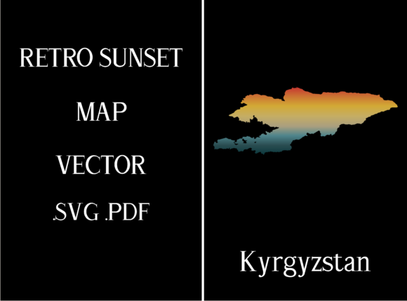 Kyrgyzstan Retro Sunset Map