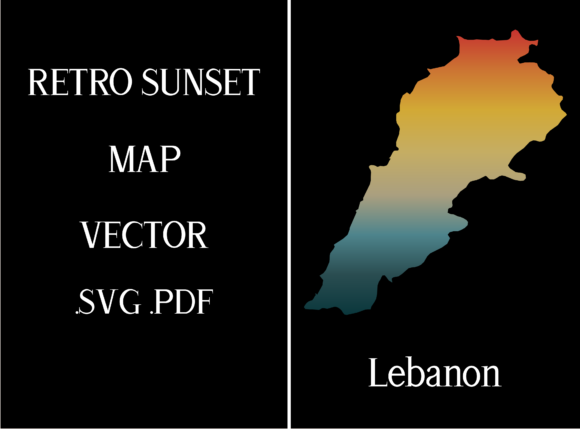 Lebanon Retro Sunset Map