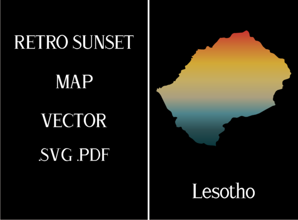 Lesotho Retro Sunset Map