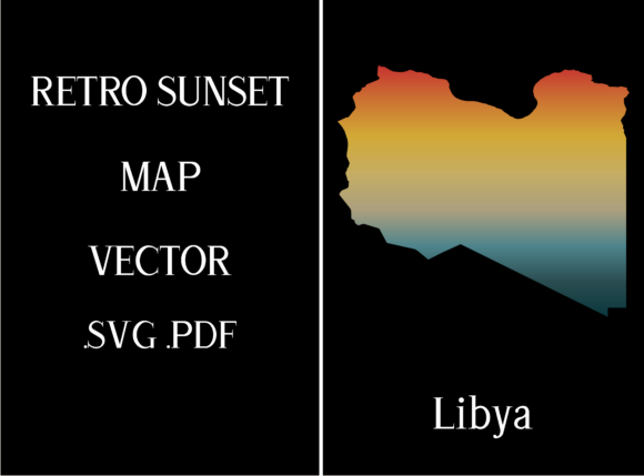 Libya Retro Sunset Map