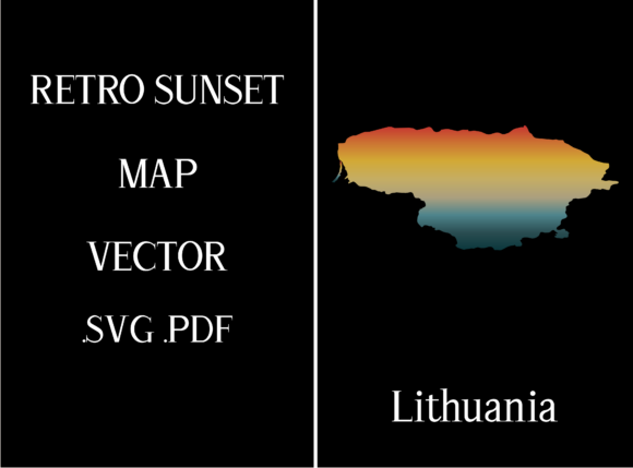 Lithuania Retro Sunset Map