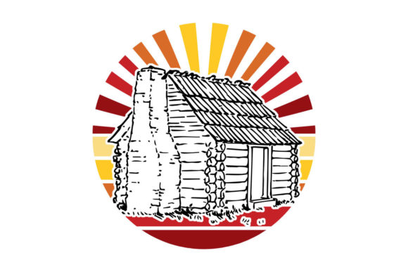 Log Cabin Retro Sunset Rays PNG and SVG