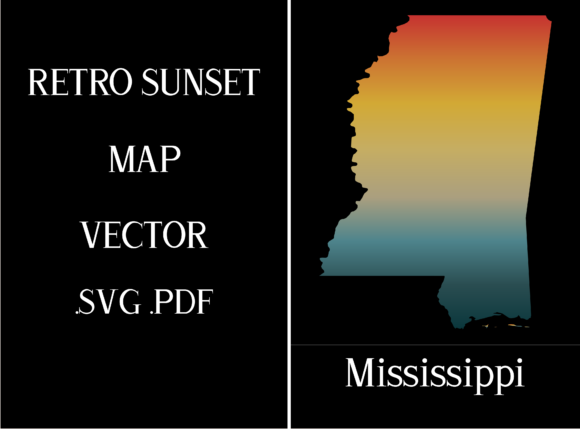 Mississippi Retro Sunset Map