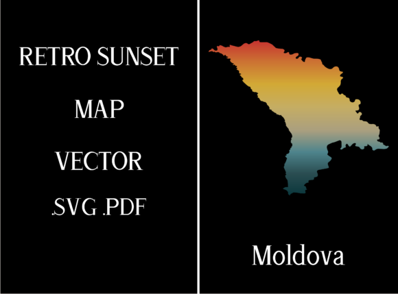 Moldova Retro Sunset Map