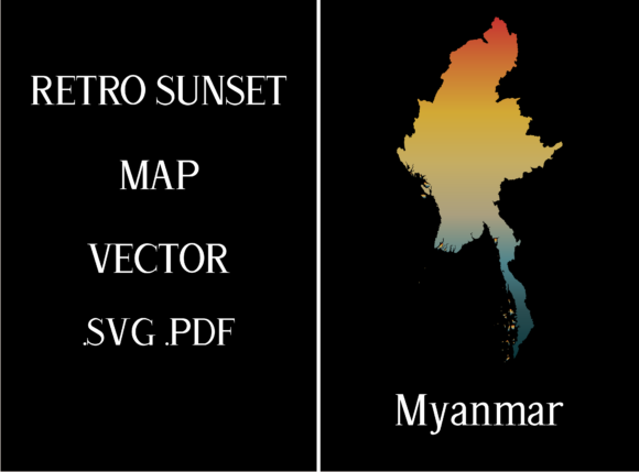 Myanmar Retro Sunset Map