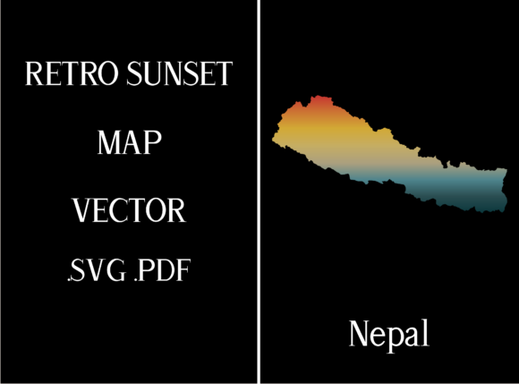 Nepal Retro Sunset Map