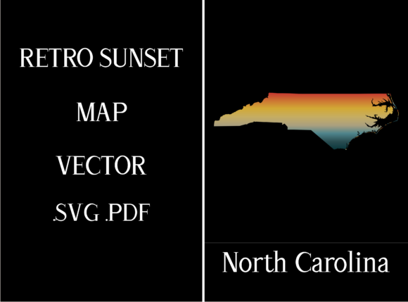 North Carolina Retro Sunset Map