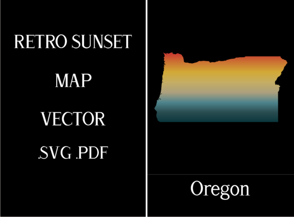 Oregon Retro Sunset Map