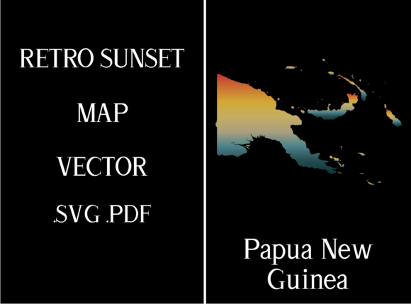 Papua New Guinea Retro Sunset Map