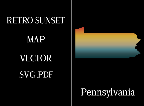 Pennsylvania Retro Sunset Map
