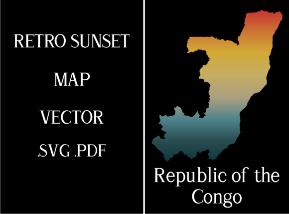 Republic of the Congo Retro Sunset Map
