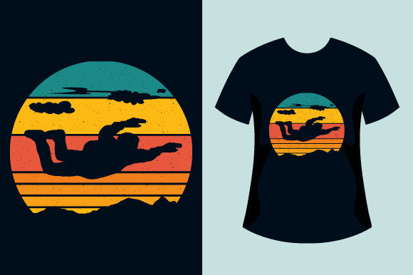 Retro Circle Skydiving T-Shirt Design