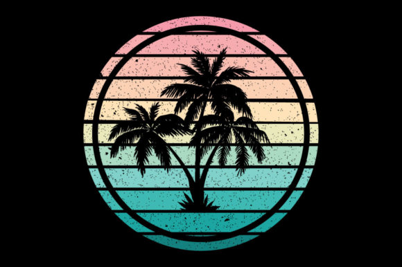 Retro Sunset Palm Tree, Kdp, Svg, Gnome