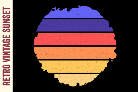 Retro Sunset Vintage Circle Graphics SVG