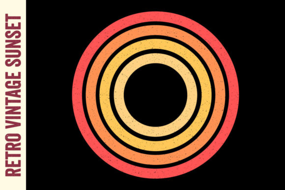 Retro Sunset Vintage Grunge Circle, Svg