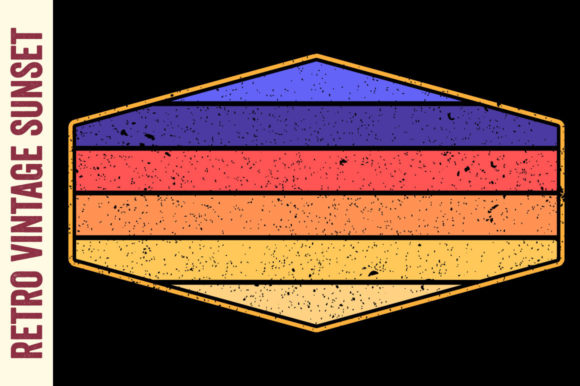 Retro Sunset Vintage Hexagon Striped Svg