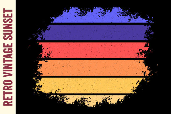 Retro Sunset Vintage Rectangle Brush SVG