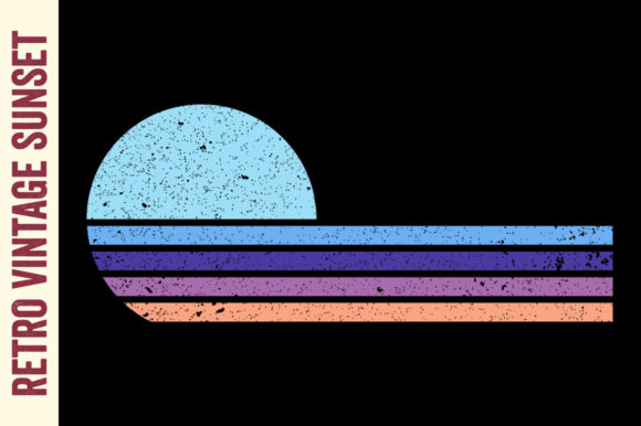 Retro Vintage Sunset Beach Vector SVG