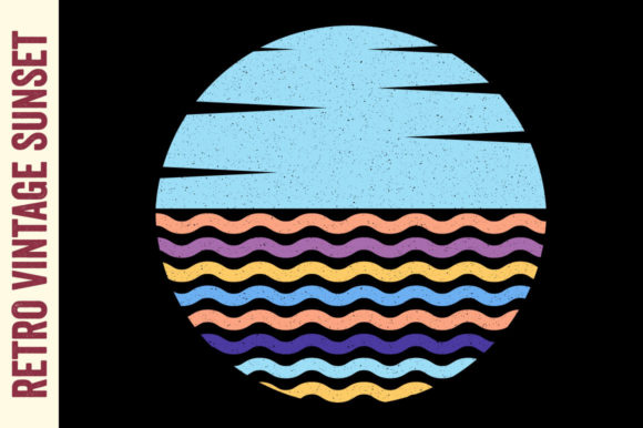 Retro Vintage Sunset Circle Beach SVG