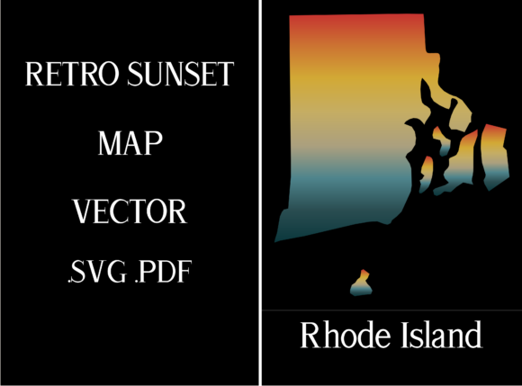 Rhode Island Retro Sunset Map