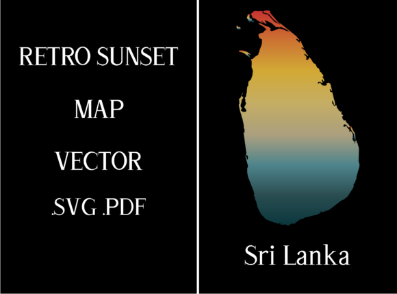 Sri Lanka Retro Sunset Map