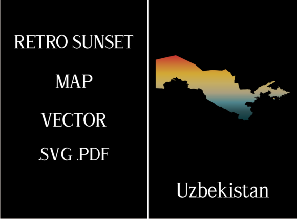 Uzbekistan Retro Sunset Map
