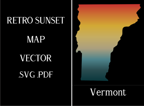 Vermont Retro Sunset Map