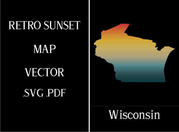 Wisconsin Retro Sunset Map
