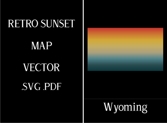 Wyoming Retro Sunset Map